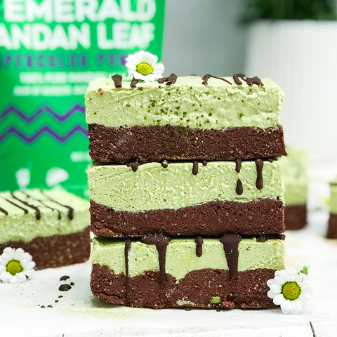 Emerald Pandan Leaf Brownie Cheesecake Bars