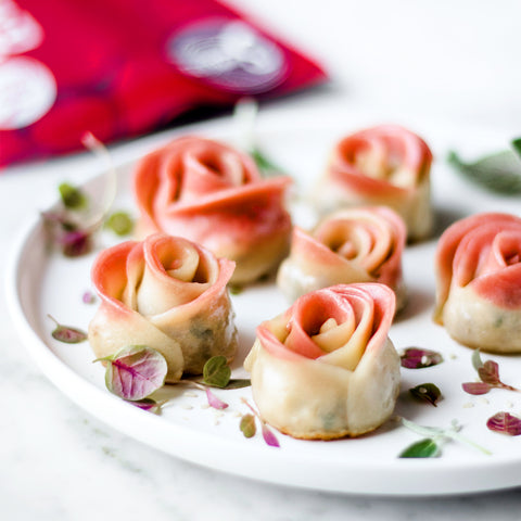 Pan-Fried Rose Shaped Dumplings