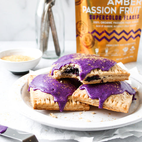 Sparkling Ebony Carrot Purple Sweet Potato Pop Tarts with Blueberry White Chia Jam
