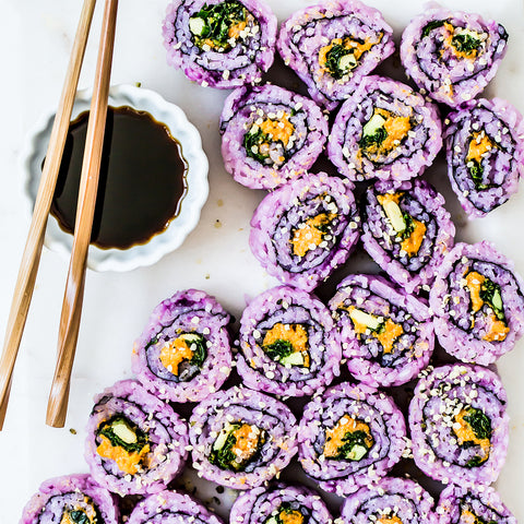 Spicy Purple Sweet Potato Sushi