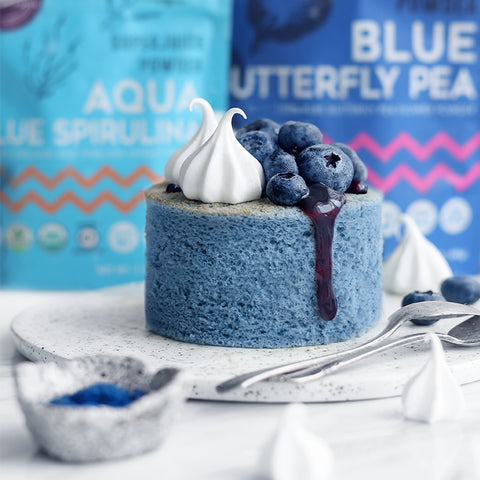 Mini Aqua Blue Spirulina Butterfly Pea Blueberry Cake