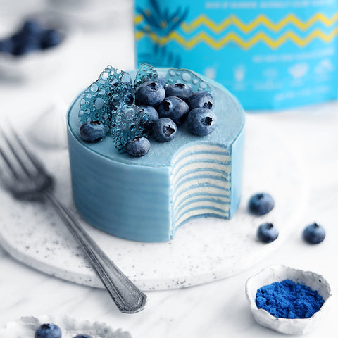 Aqua Blue Spirulina Crepe Cake