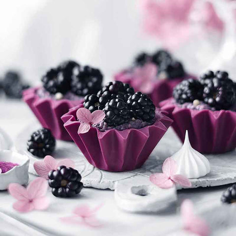 Blackberry & Maqui Berry Chia Pudding in Chocolate Cups