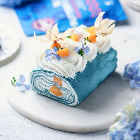 Blue Butterfly Pea Crepe Roll with Mango