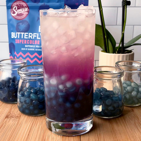 Butterfly Pea Lemonade with Ombré Boba