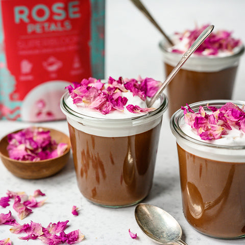 Chocolate Mousse with Rose Petals