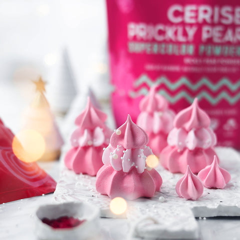 Pink Christmas Tree Meringue Cookies