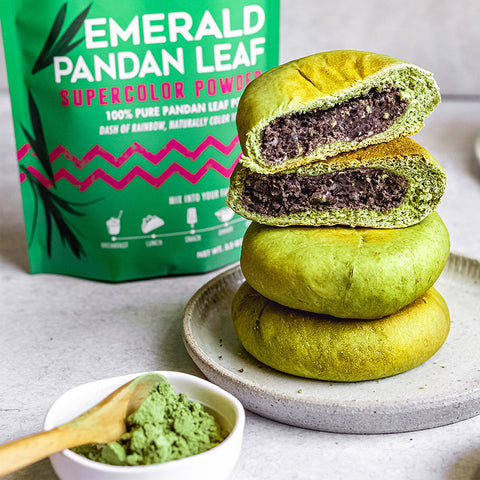 Emerald Pandan Leaf Sweet Red Bean Buns