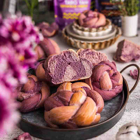 Lilac Taro Yam Purple Sweet Potato Braided Buns