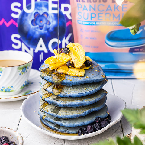 Magical Heroic Blue Spirulina Blueberry Christmas Pancakes