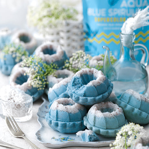 Mini Steamed Winter Blue Coconut Bundt Cake