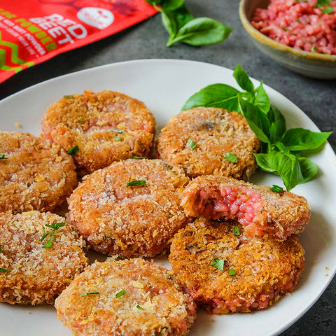 Mushroom Red Beet Risotto Cakes