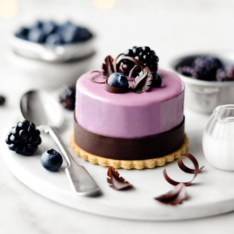 Blackberry Blueberry Cheesecake with Purple Sweet Potato White Chocolate Glaze