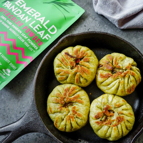 Pan-Fried Emerald Pandan Leaf Buns