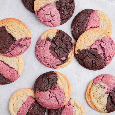 Pink Pitaya Ebony Carrot Chocolate Neapolitan Cookies
