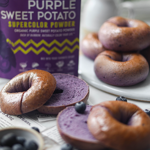 Purple Sweet Potato Blueberry Bagels