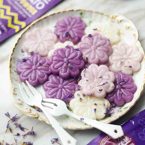 Purple Sweet Potato Mochi Flowers