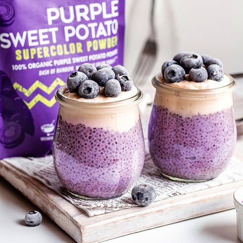 Purple Sweet Potato Pudding Chia Seeds Jars