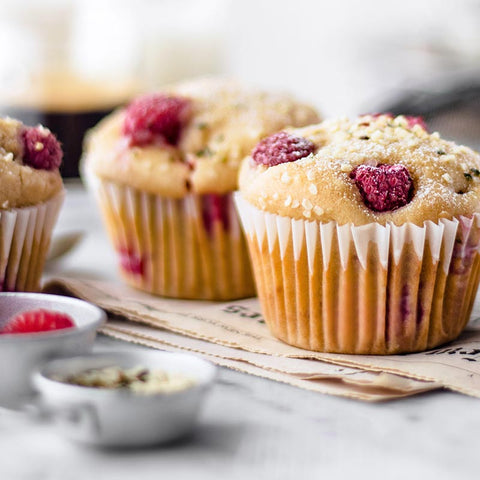 Raspberry Hemp Seed Muffins