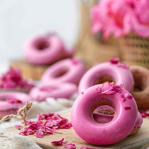 Red Beet Glazed Rose Infused Donuts
