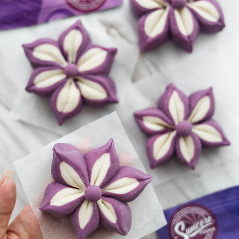 Taro Yam & Sweet Potato Flower Steamed Buns