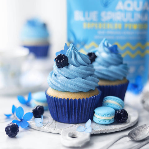 Blue Spirulina Frosting Vanilla Buttermilk Cupcake