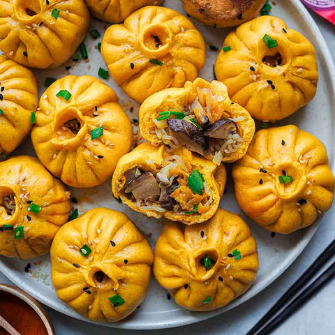 Pan-Fried Autumnal Baked Sweet Potato Yam Vegan Shen Jian Bao